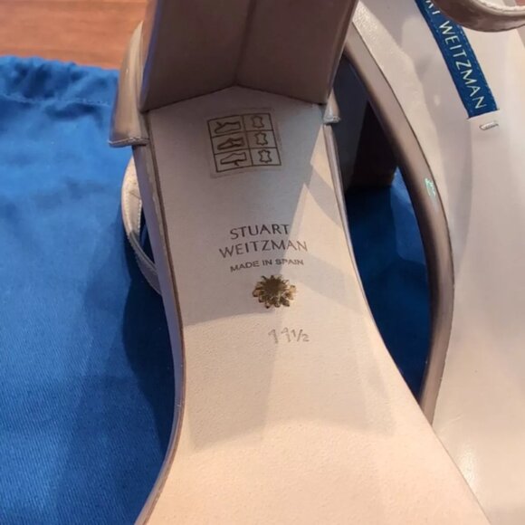 Stuart Weitzman Nudistcurve 75 3" Block Heel Sandal Size 11.5 M Patent Leather - Picture 4 of 6